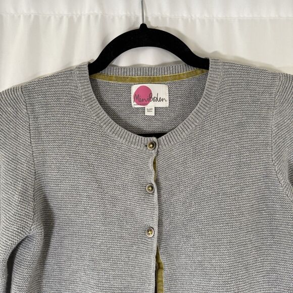 Mini Boden Cardigan Girl 11 12Y Grey Knit Button Front Long Sleeve Cashmere Cott - Picture 2 of 7